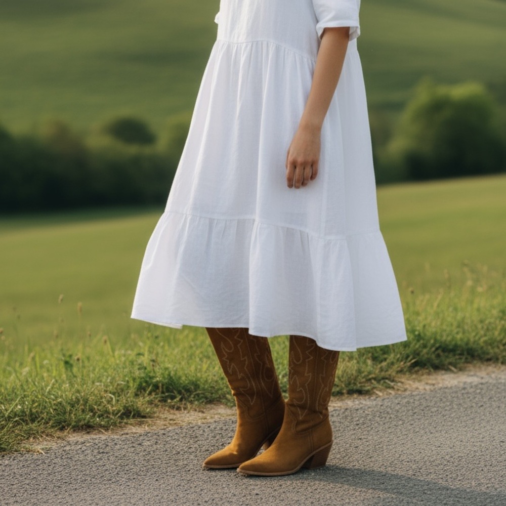 Madden Girl Brown Western Heeled Boots - Picture 1 of 5